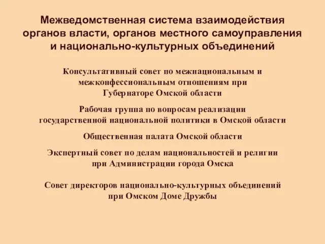 Межведомственная система взаимодействия органов власти, органов местного самоуправления и национально-культурных объединений