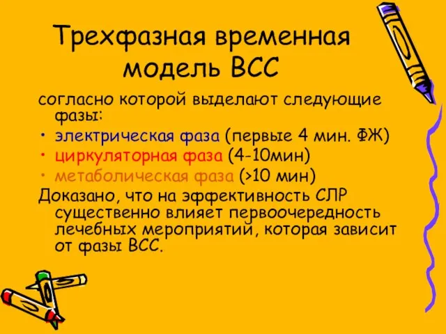 Трехфазная временная модель ВСС согласно которой выделают следующие фазы: электрическая фаза