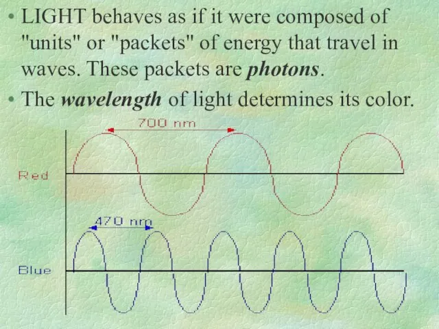 LIGHT behaves as if it were composed of "units" or "packets"