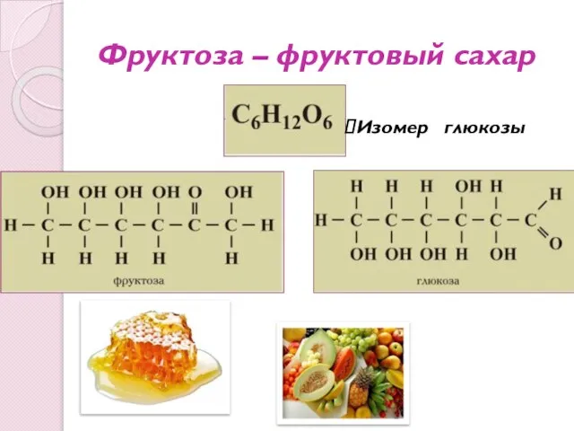 Фруктоза – фруктовый сахар Изомер глюкозы