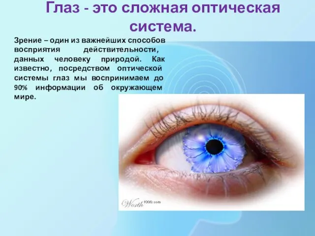 Глаз - это сложная оптическая система. Зрение – один из важнейших