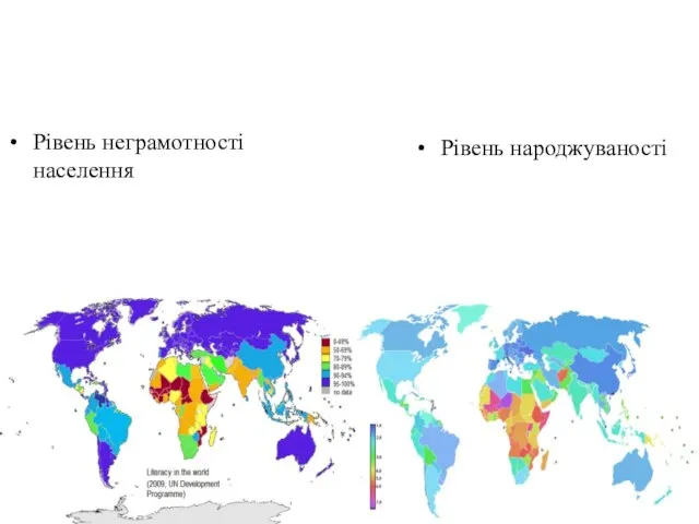 Рівень неграмотності населення Рівень народжуваності