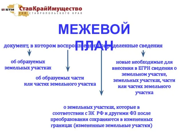 МЕЖЕВОЙ ПЛАН документ, в котором воспроизведены определенные сведения об образуемых земельных