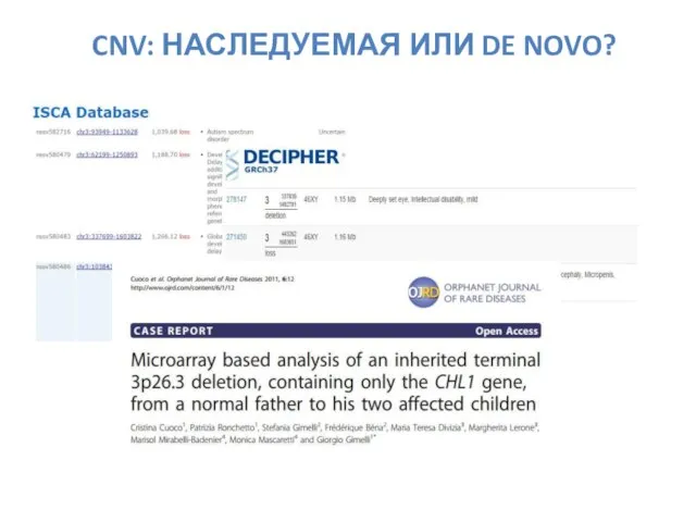 CNV: НАСЛЕДУЕМАЯ ИЛИ DE NOVO?