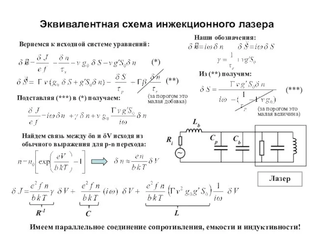 Эквивалентная схема инжекционного лазера