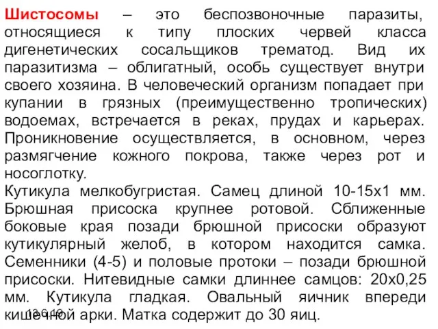 13.6.19 Шистосомы – это беспозвоночные паразиты, относящиеся к типу плоских червей