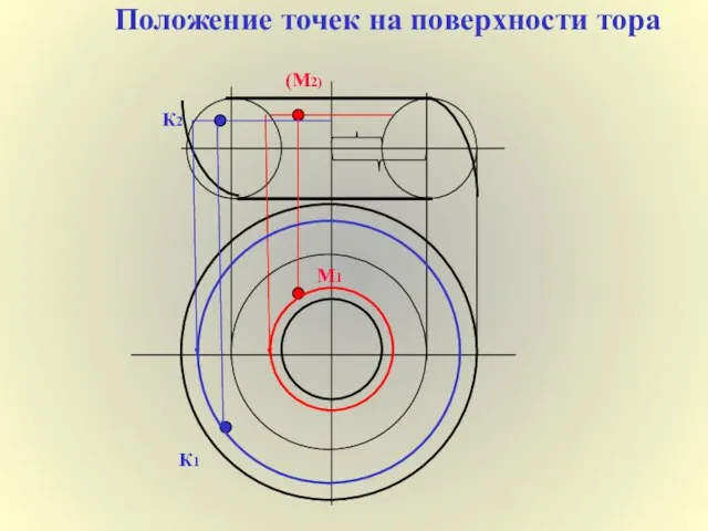 Положение точек на поверхности тора (М2) М1 К2 К1