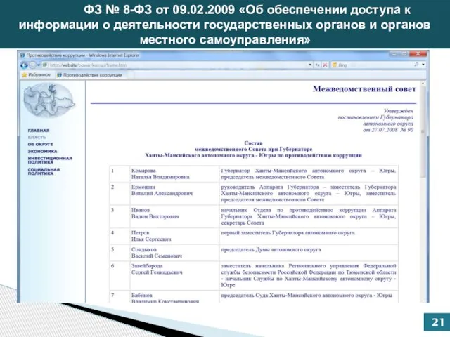 ФЗ № 8-ФЗ от 09.02.2009 «Об обеспечении доступа к информации о