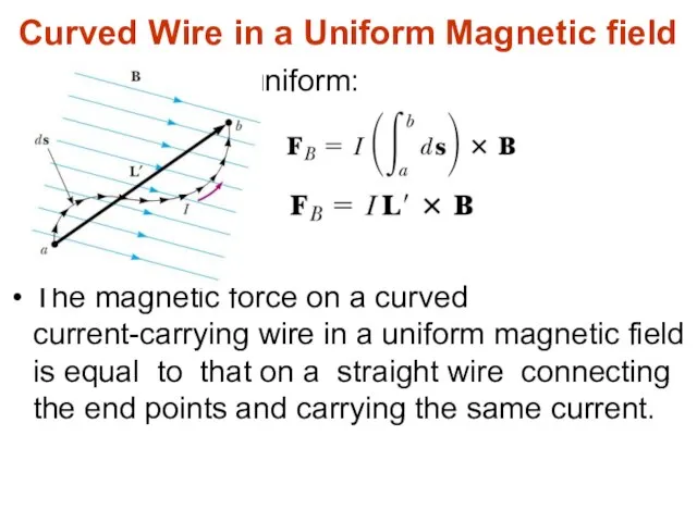 as B is uniform: The magnetic force on a curved current-carrying