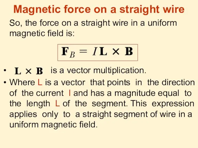 So, the force on a straight wire in a uniform magnetic