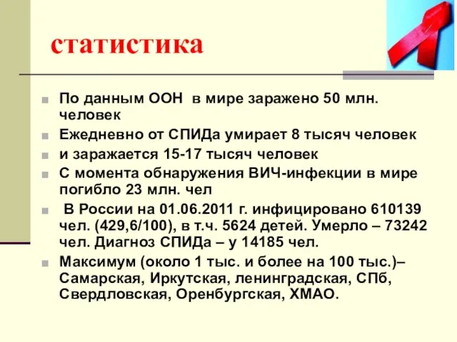 статистика По данным ООН в мире заражено 50 млн. человек Ежедневно