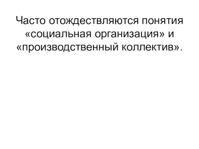 Часто отождествляются понятия «социальная организация» и «производственный коллектив».