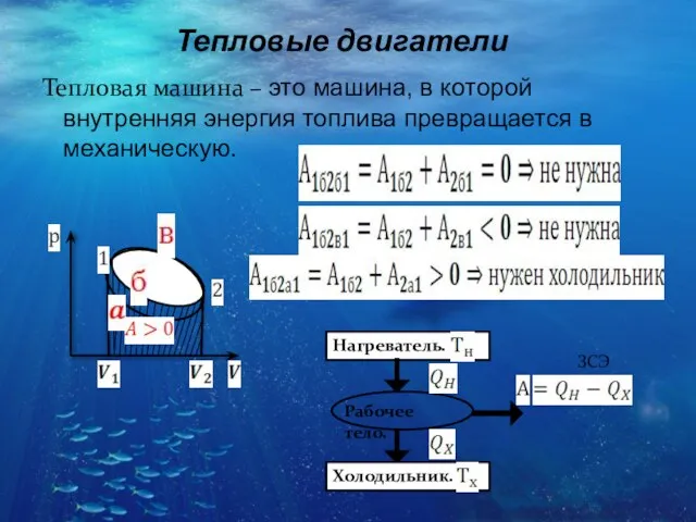 Тепловые двигатели Тепловая машина – это машина, в которой внутренняя энергия топлива превращается в механическую.