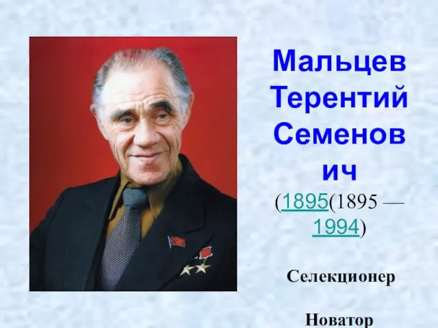 Мальцев Терентий Семенович (1895(1895 — 1994) Селекционер Новатор сельского хозяйства СССР