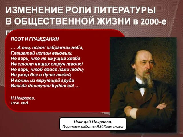 ИЗМЕНЕНИЕ РОЛИ ЛИТЕРАТУРЫ В ОБЩЕСТВЕННОЙ ЖИЗНИ в 2000-е гг. ПРОРОК …