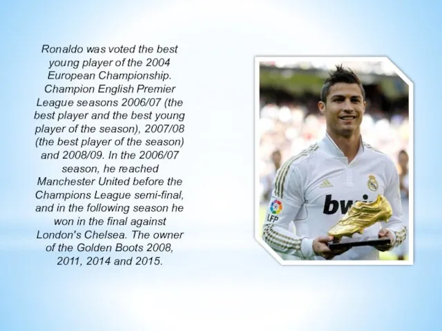 Ronaldo was voted the best young player of the 2004 European