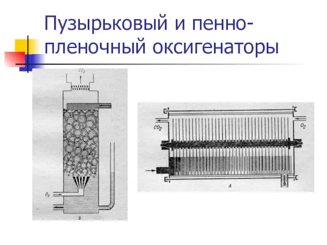 Пузырьковый и пенно-пленочный оксигенаторы