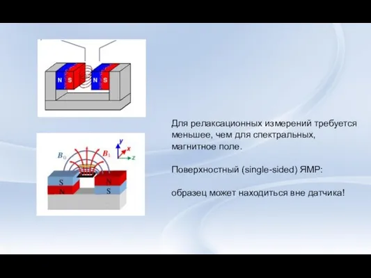 Для релаксационных измерений требуется меньшее, чем для спектральных, магнитное поле. Поверхностный