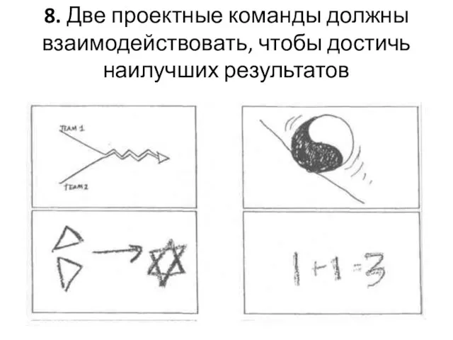 8. Две проектные команды должны взаимодействовать, чтобы достичь наилучших результатов