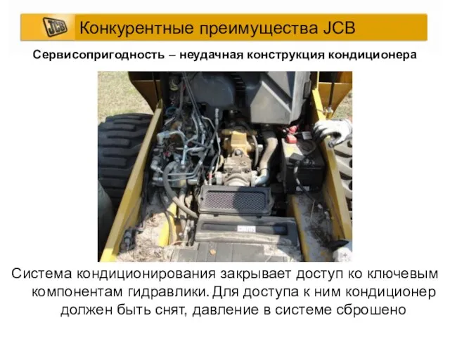 Система кондиционирования закрывает доступ ко ключевым компонентам гидравлики. Для доступа к