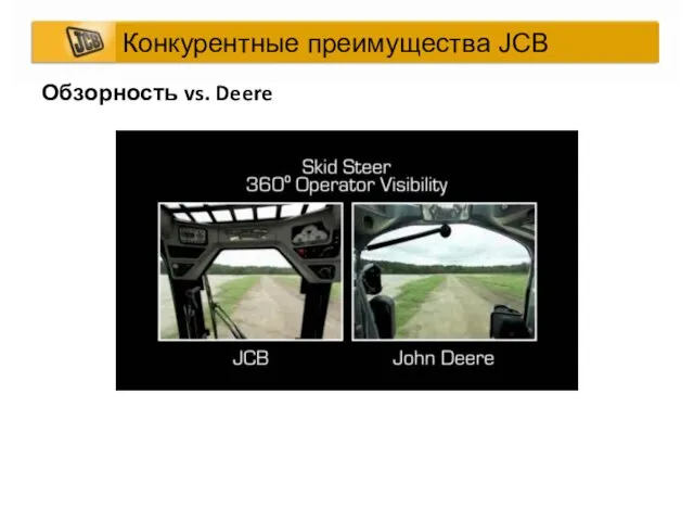 Обзорность vs. Deere Конкурентные преимущества JCB