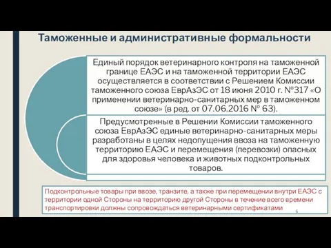 Подконтрольные товары при ввозе, транзите, а также при перемещении внутри ЕАЭС