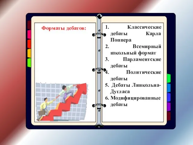 Форматы дебатов: Классические дебаты Карла Поппера Всемирный школьный формат Парламентские дебаты