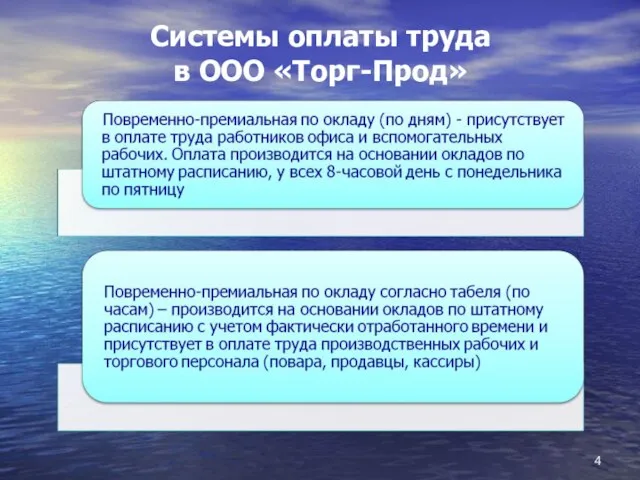 Системы оплаты труда в ООО «Торг-Прод»