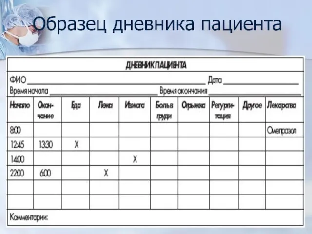 Образец дневника пациента