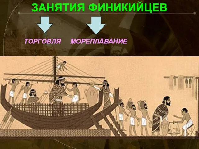 ЗАНЯТИЯ ФИНИКИЙЦЕВ МОРЕПЛАВАНИЕ ТОРГОВЛЯ