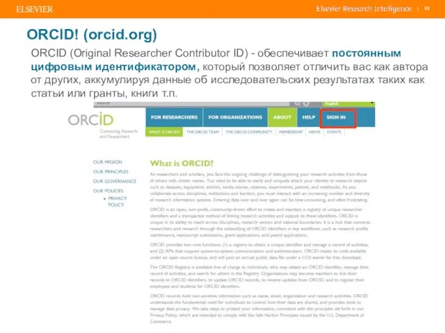ORCID! (orcid.org) ORCID (Original Researcher Contributor ID) - обеспечивает постоянным цифровым