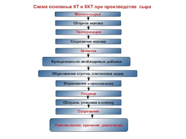 Схема основных КТ и ККТ при производстве сыра