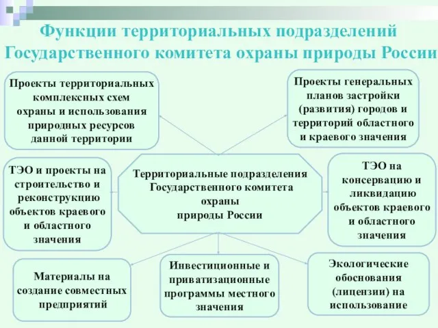 Функции территориальных подразделений Государственного комитета охраны природы России