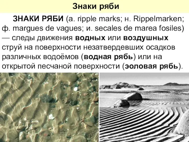 Знаки ряби ЗНАКИ РЯБИ (а. ripple marks; н. Rippelmarken; ф. margues