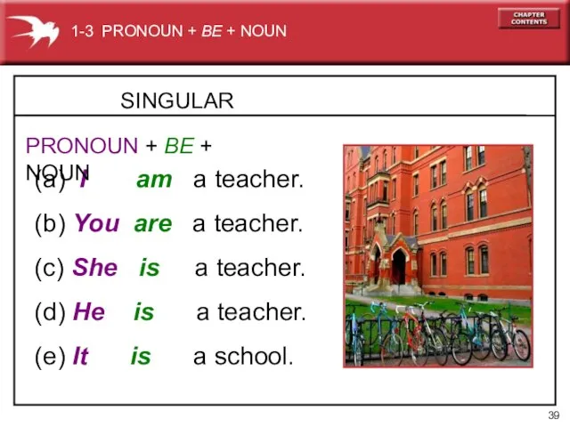 SINGULAR (a) I am a teacher. (b) You are a teacher.