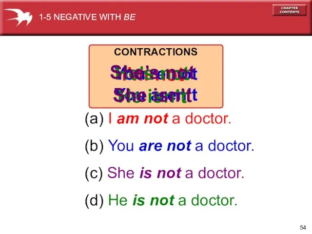 (a) I am not a doctor. (b) You are not a