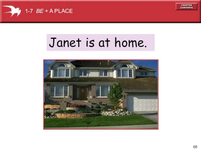 Janet is at home. 1-7 BE + A PLACE