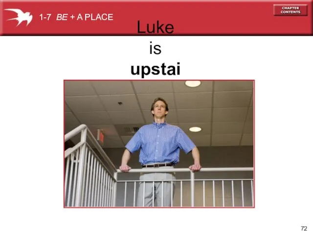 Luke is upstairs. 1-7 BE + A PLACE