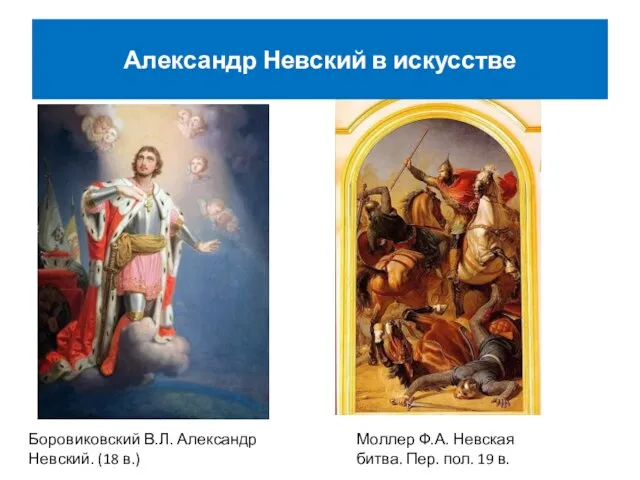 Боровиковский В.Л. Александр Невский. (18 в.) Моллер Ф.А. Невская битва. Пер.