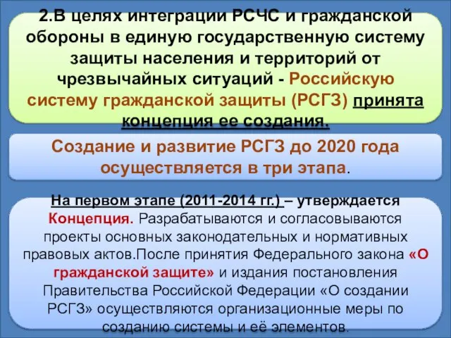 2.В целях интеграции РСЧС и гражданской обороны в единую государственную систему