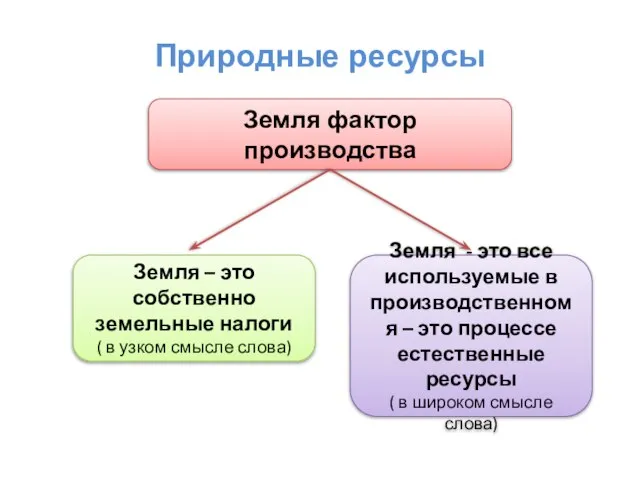 Земля фактор производства Земля – это собственно земельные налоги ( в