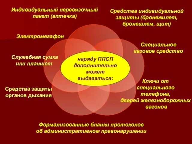 наряду ППСП дополнительно может выдаваться: Средства индивидуальной защиты (бронежилет, бронешлем, щит)