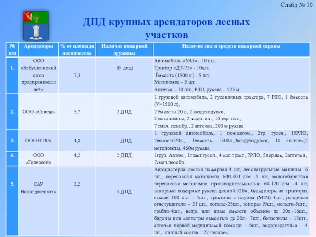 ДПД крупных арендаторов лесных участков Слайд № 10