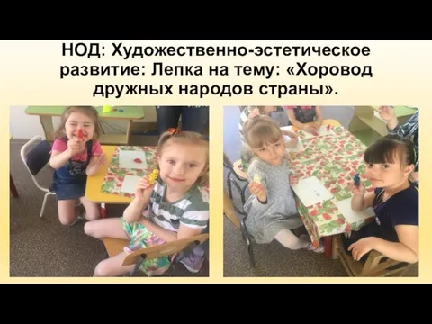 НОД: Художественно-эстетическое развитие: Лепка на тему: «Хоровод дружных народов страны».