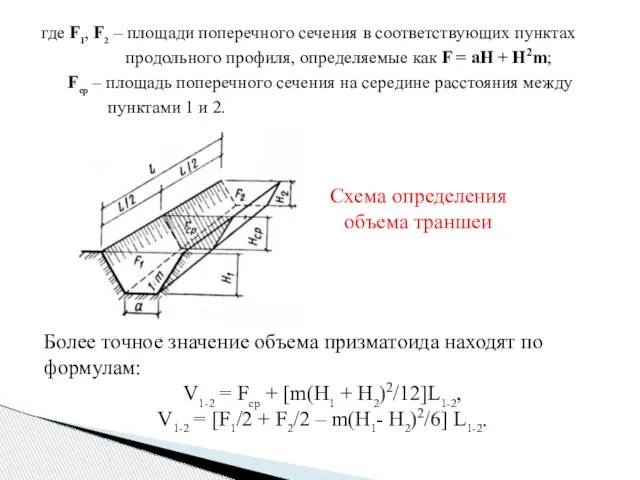 где F1, F2 – площади поперечного сечения в соответствующих пунктах продольного