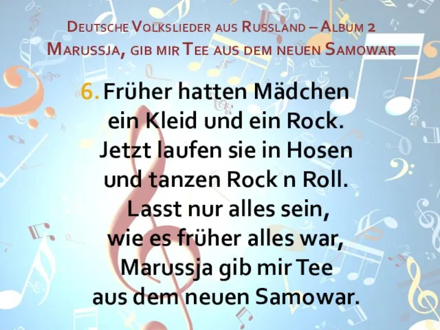 Deutsche Volkslieder aus Russland – Album 2 Marussja, gib mir Tee