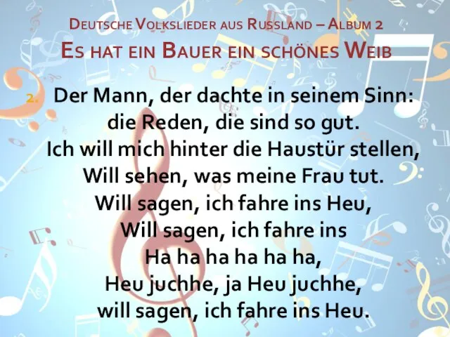 Deutsche Volkslieder aus Russland – Album 2 Es hat ein Bauer