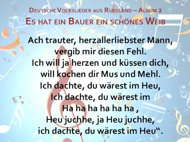 Deutsche Volkslieder aus Russland – Album 2 Es hat ein Bauer