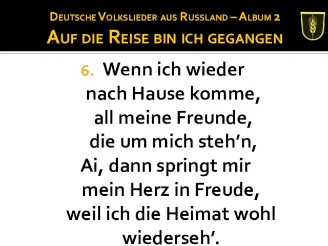 Deutsche Volkslieder aus Russland – Album 2 Auf die Reise bin