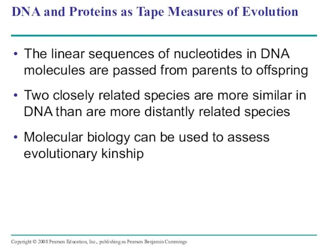 DNA and Proteins as Tape Measures of Evolution The linear sequences